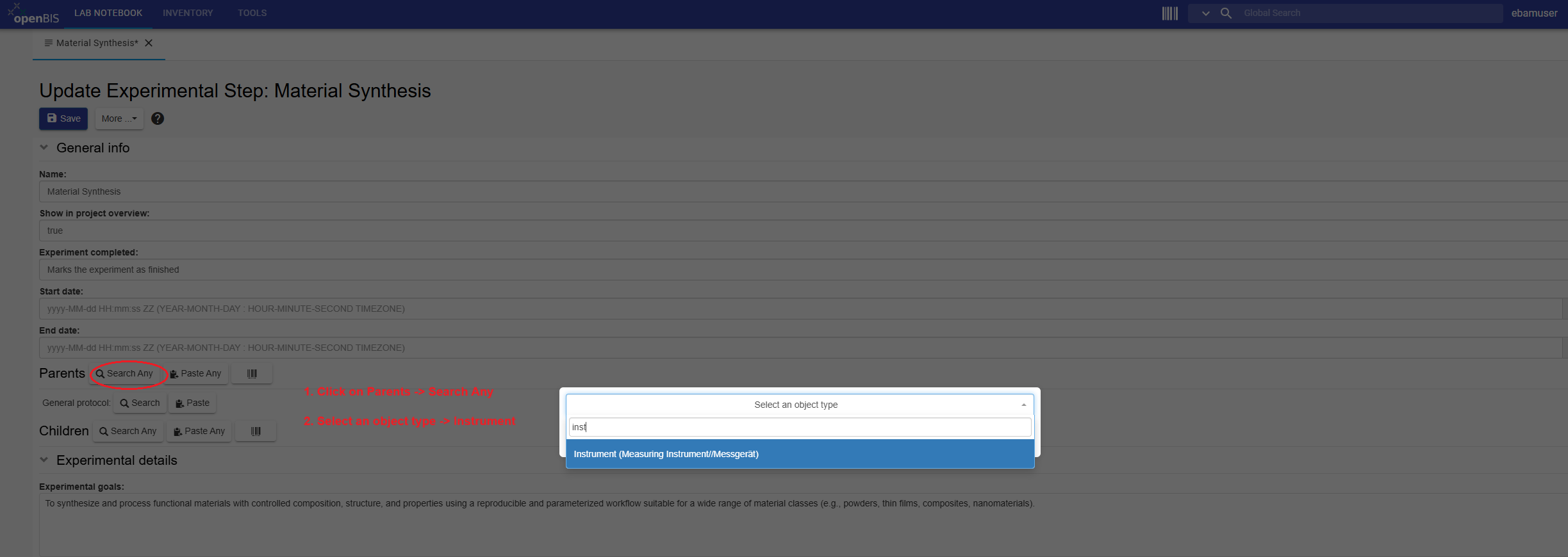 Locate parents and children sections