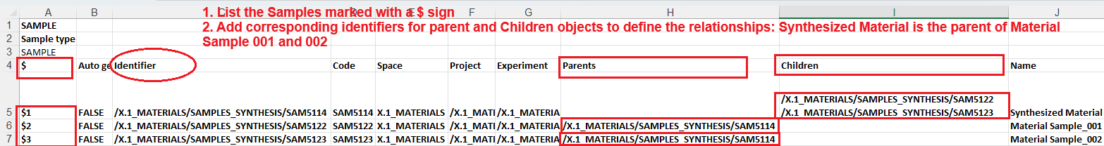 Update excel file to set parent-child relationships