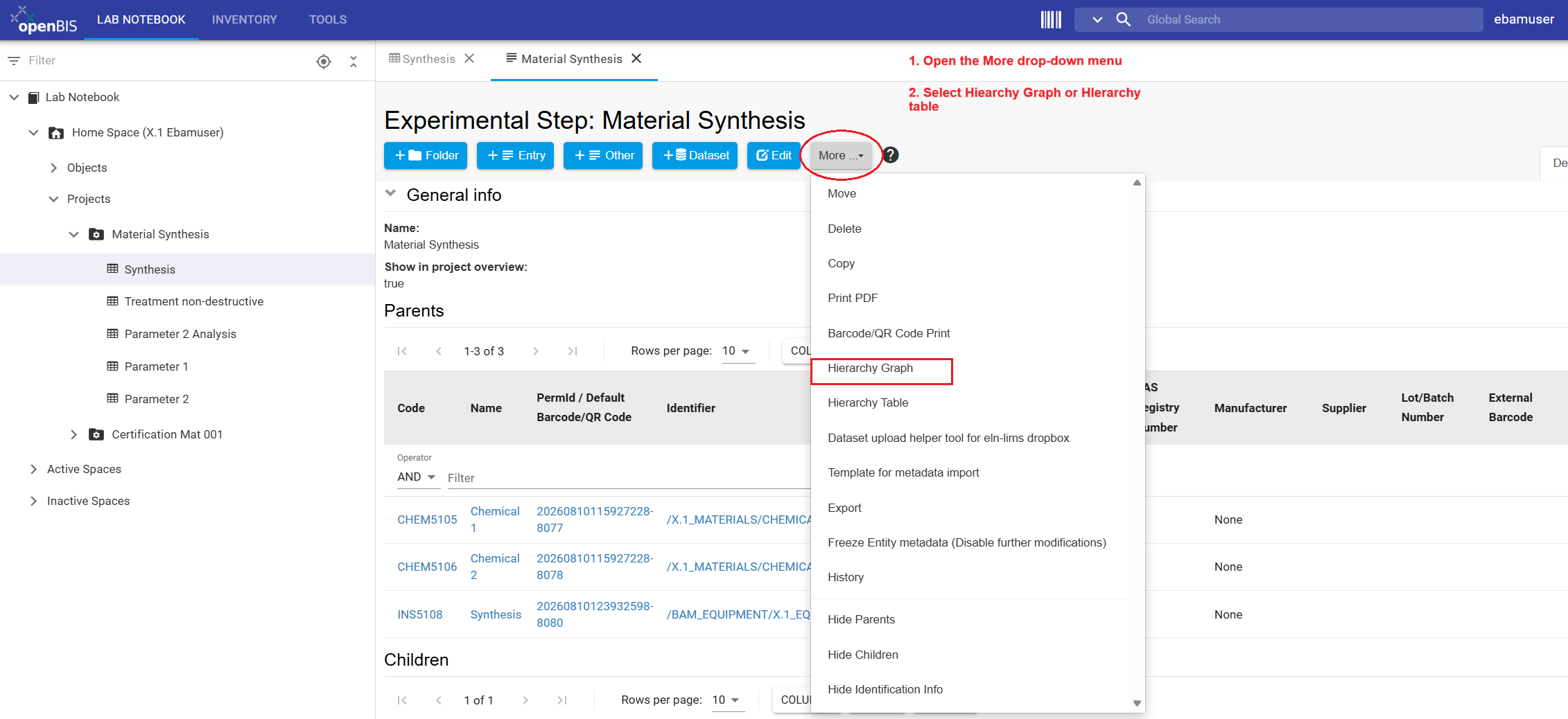 Open the Experimental Step form