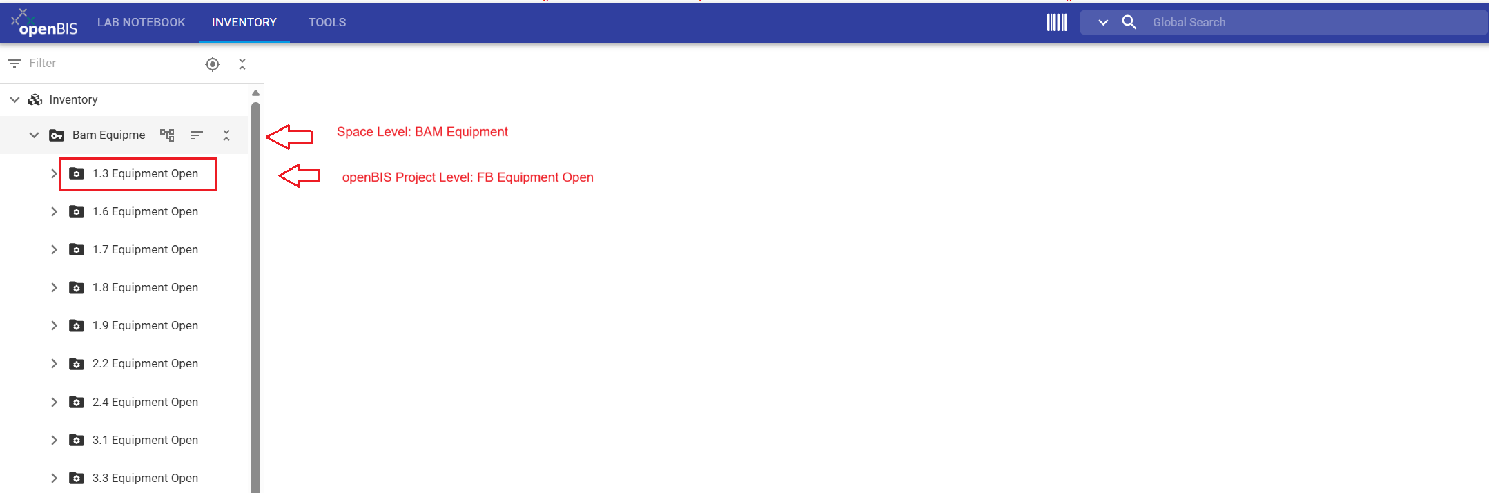 Overview Project in BAM Inventory