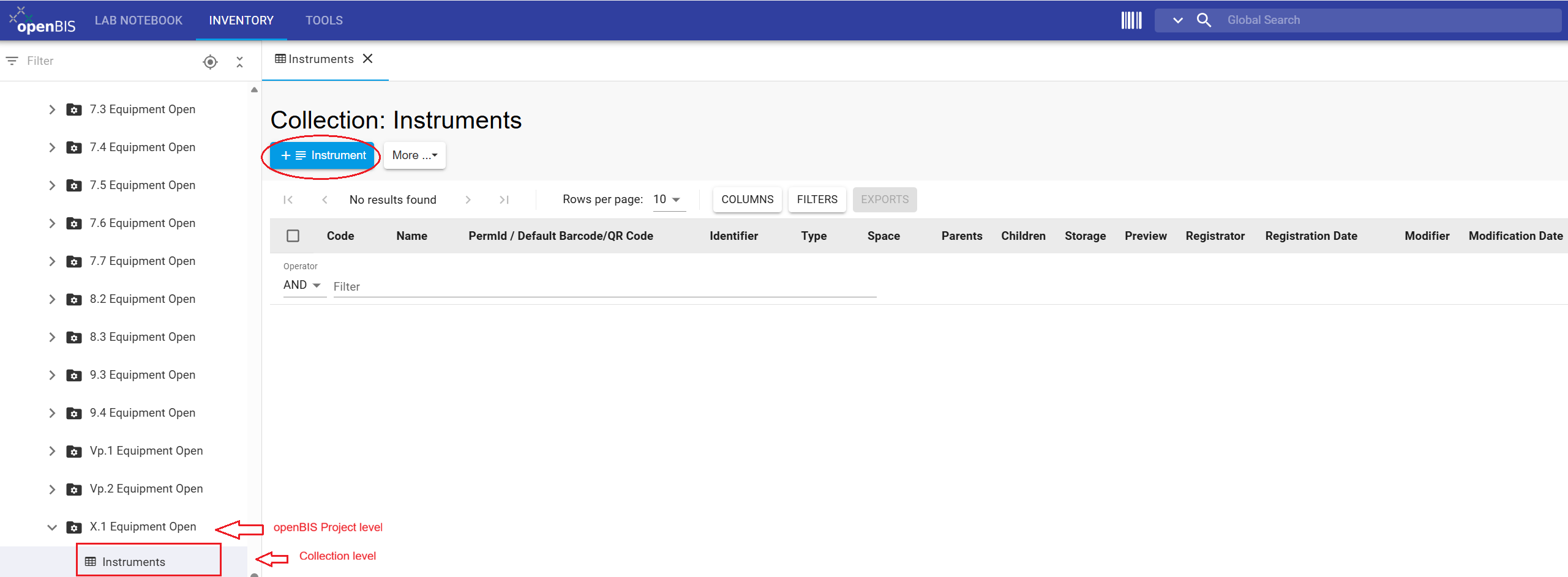 Collection registration in BAM Inventory