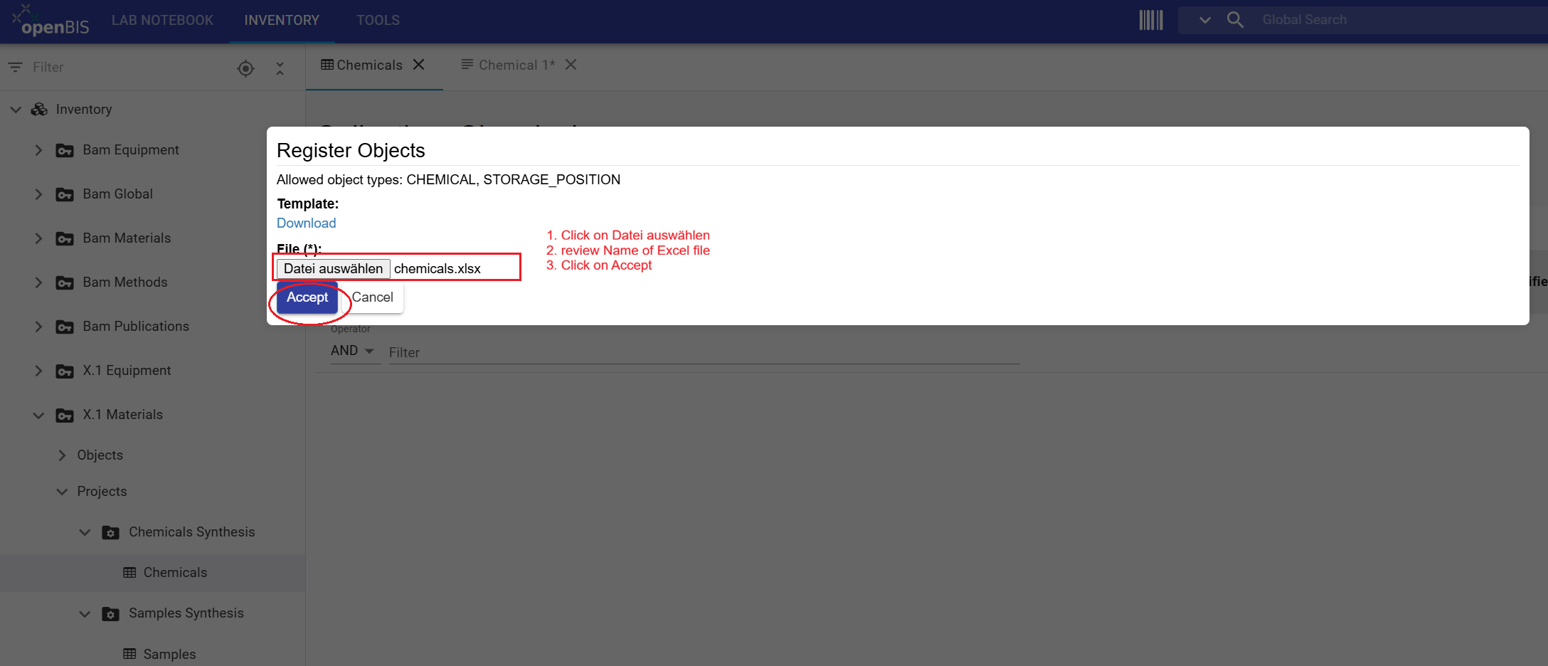 Excel upload for batch-registration
