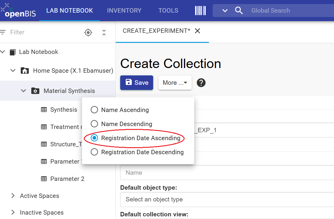 Sorting options for collections