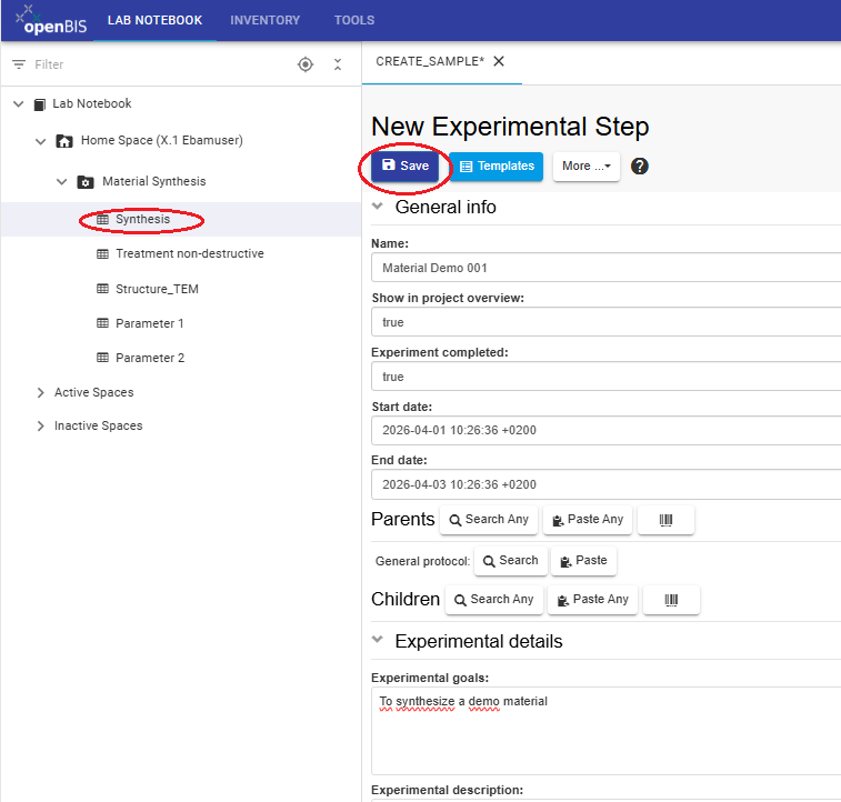 Experimental Step registration form