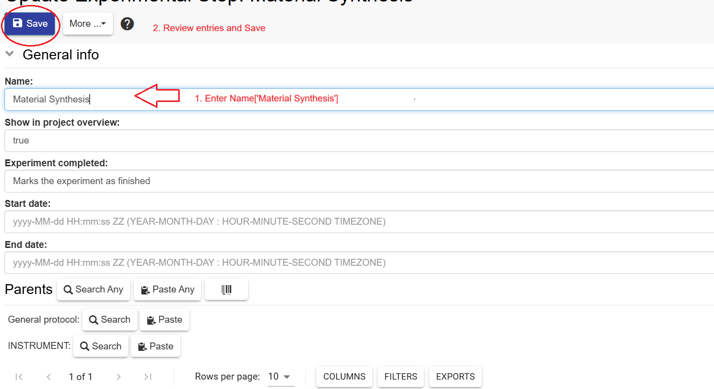 Experimental Step form populated from template