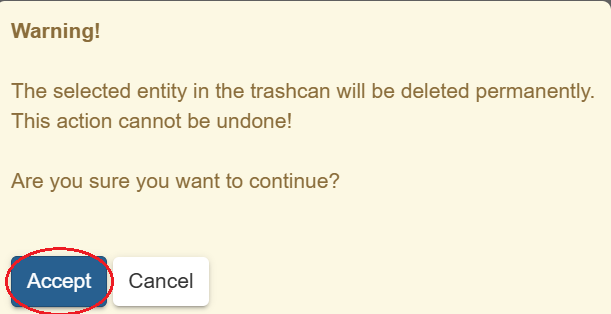 Permanent delete operation in Trashcan