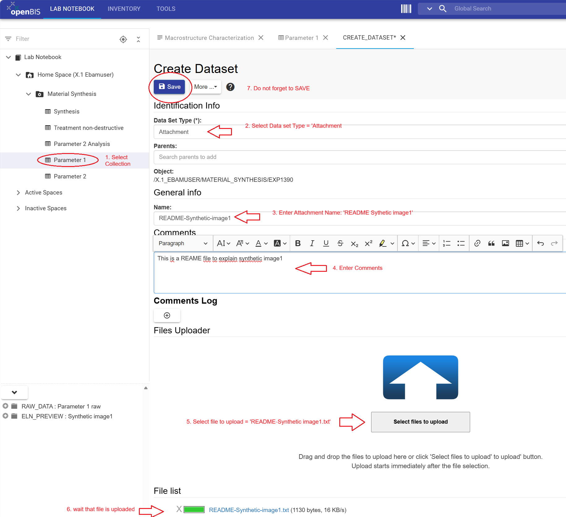 Attachment dataset registration
